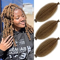 Afro Spring Twist Hair Color 27 Kinky Braiding Hair for Butterfly Locs 16 Inch 3 Packs Marley Twist Braiding Hair #27 Golden Brown Cuban Twist Hair Extension for Black Women(16 inch (Pack of 3), 27#)