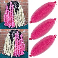 Pink Marley Hair For Kids 3 Pack Preseparated Spring Twist Hair For Soft Locs Hot Pink Kids Braiding Hair 16 Inch Springy Afro