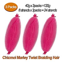 Pink Marley Hair For Kids 3 Pack Preseparated Spring Twist Hair For Soft Locs Hot Pink Kids Braiding Hair 16 Inch Springy Afro