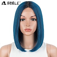 Noble Lace Front Wigs For Black Women Blue Bob Wigs For White Women Short T Part Hd Lace Front Wig With Dark Roots Synthetic Omb