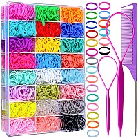 Elastic Hair Bands 24 Colors, YGDZ 1500 pcs Mini Hair Rubber Bands for Hair with Organizer Box, Soft Small Girl Hair Ties, Colorful Hair Accessories for Toddler, Baby, Girl, Kids, for Christmas Gifts