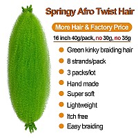 Green Kinky Braiding Hair 16 Inch Spring Twist Hair Springy Afro Twist Hair Green Kinky Twist Hair For Braiding 3 Packs Marley T