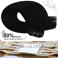 Moresoo Clip In Hair Extensions Human Hair Black Seamless Hair Extensions Clip In Real Human Hair Jet Black Pu Weft Human Hair C