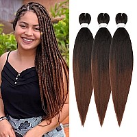 Braiding Hair Pre Stretched 24 Inch 3 Packs Ombre Braiding Hair Professional Yaki Synthetic Hot Water Setting Easy To Install H