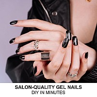 Danni Toni Semi Cured Gel Nail Strips Cat Eye Glimmer Black Gel Nail Wraps Glossy Nail Stickers 28 Stickers