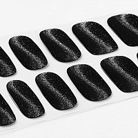 Danni Toni Semi Cured Gel Nail Strips Cat Eye Glimmer Black Gel Nail Wraps Glossy Nail Stickers 28 Stickers