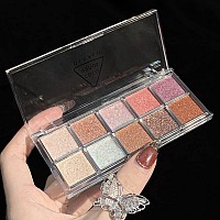 Go Ho 10 Colors Eyeshadow Palette,All Glitter Eyeshadow Korean Makeup,High Pigmented Shades,Shinning Diamond Looking,Waterproof Cool Eye Eyeshadow Palette,07 Galaxy Sky Sparkle