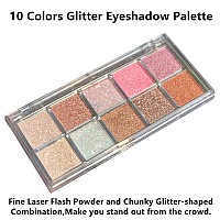 Go Ho 10 Colors Eyeshadow Palette,All Glitter Eyeshadow Korean Makeup,High Pigmented Shades,Shinning Diamond Looking,Waterproof Cool Eye Eyeshadow Palette,07 Galaxy Sky Sparkle