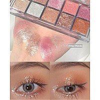 Go Ho 10 Colors Eyeshadow Palette,All Glitter Eyeshadow Korean Makeup,High Pigmented Shades,Shinning Diamond Looking,Waterproof Cool Eye Eyeshadow Palette,07 Galaxy Sky Sparkle