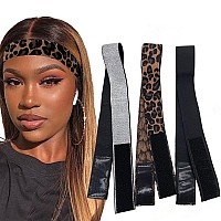 Atimiaza 3 Pcs Elastic Bands For Wigs Lace Melting Edge Wrap To Lay Edges Silver Leopard Black Pack