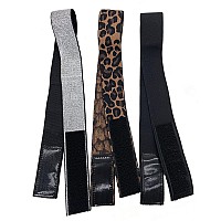 Atimiaza 3 Pcs Elastic Bands For Wigs Lace Melting Edge Wrap To Lay Edges Silver Leopard Black Pack