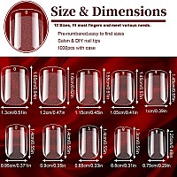 Febsnow Short Square Nail Tips 1000Pcs Soft Square Gel Nail Tips Acrylic Nails Full Cover Flake Nail Tips 10Sizes With Clear Pl