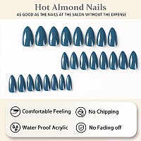 Medium Length Press On Nails Almond Shape Xcreando Neutral Easy Fake Nails Acrylic Full Cover Gel Opaque False Nails Simple Mani