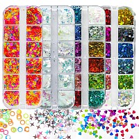 Addfavor 4 Boxes Nail Glitter Mixed Shaped Holographic Heart Star Nail Sequins Flakes Lash Decals For Nail Art Decorationfalse