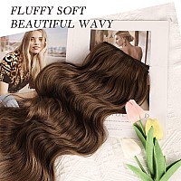 Nayoo Clip In Hair Extensions For Women 20 Inch Long Wavy Curly Medium Brown Hair Extension Full Head Synthetic Hair Extension H