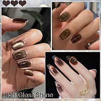 Ahamiou Crystal Cat Eye Gel Polish Kits Magnetic Nail Polish Set Holographic Cats Eyes Gel Nail Polish Shiny Diamond Glitter Gel