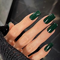 Dark Green Press On Nails Medium Long Square Xcreando Medium Coffin Nails Acrylic Nails Press Ons Glue On Nails Medium Length S