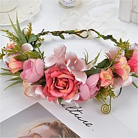 Ynimioaox Handmade Adjustable Flower Wreath Headband Halo Floral Crown Garland Headpiecezn2Hot Pink