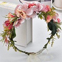 Ynimioaox Handmade Adjustable Flower Wreath Headband Halo Floral Crown Garland Headpiecezn2Hot Pink