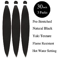 Gozill 30Inch Braiding Hair Pre Stretched Black Kanekalon Prestretched Braiding Hair Ez Braid Colored Braiding Hair Extension 30