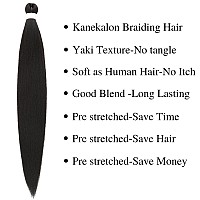 Gozill 30Inch Braiding Hair Pre Stretched Black Kanekalon Prestretched Braiding Hair Ez Braid Colored Braiding Hair Extension 30