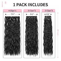 Flufymooz Clip In Hair Extensions6Pcs Hair Extensions Long Mermaid Waves Wavy Synthetic Clip On Hairpiece For Women 24 Inch Na