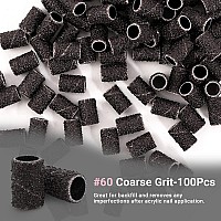 Melodysusie 100 Pcs Nail Drill Bits Sanding Bands For Nail Drill 60 Coarse Grit Nail File Sanding Bands For Acrylic Nails Gel Ma