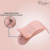 Parcelona French Simply Bear Paw Medium 3 Celluloid Acetate Set Of 2 Side Slide In Jaw Yoga Fine Hair Claw Clip For Women And