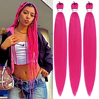 Gozill Rose Pink Braiding Hair Pre Stretched Long Box Braid Hair 30 Inch Prestretched Braiding Hairpack Of 3