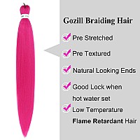 Gozill Rose Pink Braiding Hair Pre Stretched Long Box Braid Hair 30 Inch Prestretched Braiding Hairpack Of 3