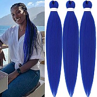 Gozill Braiding Hair Pre Stretched 30 Inch Kanekalon Prestretched Braiding Hair Blue Ez Braid Colored Braiding Hair Extensions