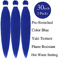 Gozill Braiding Hair Pre Stretched 30 Inch Kanekalon Prestretched Braiding Hair Blue Ez Braid Colored Braiding Hair Extensions