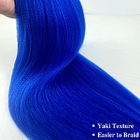 Gozill Braiding Hair Pre Stretched 30 Inch Kanekalon Prestretched Braiding Hair Blue Ez Braid Colored Braiding Hair Extensions