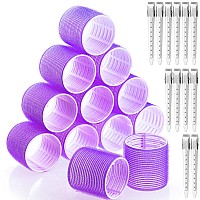 Jumbo Hair Curlers Rollers 12Pcs Hair Roller Curlers Self Grip Holding Rollers With12 Stainless Steel Duckbill Clips For Long H