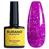 Burano Glitter Gel Nail Polish Led Uv Nail Gel Shimmer Holographic Effect Soak Off Gel Curing Required No Chip Gel Polish Spar