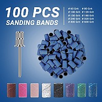 Melodysusie 100 Pcs Nail Drill Bits Sanding Bands For Nail Drill 120 Medium Grit Nail File Sanding Bands For Acrylic Nails Gel M