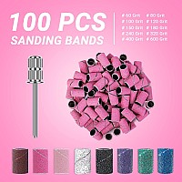 Melodysusie 100 Pcs Nail Drill Bits Sanding Bands For Nail Drill 80 Coarse Grit Nail File Sanding Bands For Acrylic Nails Gel Ma