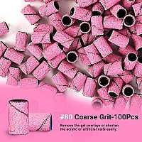 Melodysusie 100 Pcs Nail Drill Bits Sanding Bands For Nail Drill 80 Coarse Grit Nail File Sanding Bands For Acrylic Nails Gel Ma