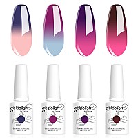 Vishine Gel Nail Polish Set 4 Color Changing Gel Nail Polish Set Red Purple Color Changing Gel Polish Soak Off Uv Led Thermal