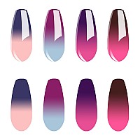 Vishine Gel Nail Polish Set 4 Color Changing Gel Nail Polish Set Red Purple Color Changing Gel Polish Soak Off Uv Led Thermal