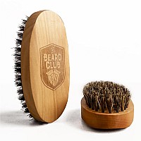 Beard Club Mens Boar Bristle Brush Birchwood Grooming Tool For Styling Taming And Healthy Beard Growth