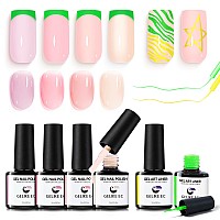 Gelike Ec Sheer Nude Gel Polish Set Jelly Light Pink Gel Nail Polish With Gel Linernude Nail Polish Neutral Color Soak Off Nai