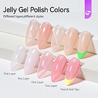 Gelike Ec Sheer Nude Gel Polish Set Jelly Light Pink Gel Nail Polish With Gel Linernude Nail Polish Neutral Color Soak Off Nai