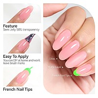 Gelike Ec Sheer Nude Gel Polish Set Jelly Light Pink Gel Nail Polish With Gel Linernude Nail Polish Neutral Color Soak Off Nai