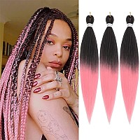 Ombre Pink Braiding Hair Pre Stretched Easy Braiding Hair Yaki Texture Professional Synthetic Braiding Hair 26 Inches Braids Hot