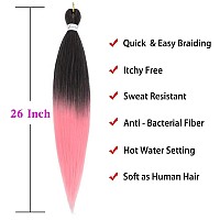 Ombre Pink Braiding Hair Pre Stretched Easy Braiding Hair Yaki Texture Professional Synthetic Braiding Hair 26 Inches Braids Hot