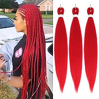 Red Braiding Hair Pre Stretched Easy Braiding Hair Yaki Texture Professional Synthetic Braiding Hair 26 Inches Braids Hot Water