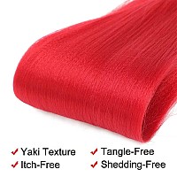 Red Braiding Hair Pre Stretched Easy Braiding Hair Yaki Texture Professional Synthetic Braiding Hair 26 Inches Braids Hot Water