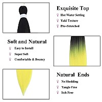 Ombre Yellow Braiding Hair Pre Stretched Easy Braiding Hair Yaki Texture Professional Synthetic Braiding Hair 26 Inches Braids H