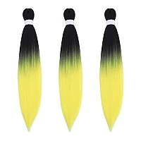 Ombre Yellow Braiding Hair Pre Stretched Easy Braiding Hair Yaki Texture Professional Synthetic Braiding Hair 26 Inches Braids H